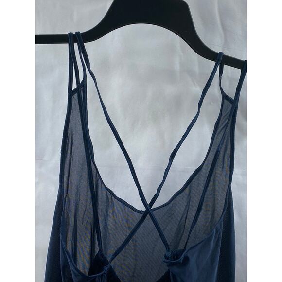 LULULEMON Women's Navy Blue Sheer Scoop-Neck Spaghetti Strap Tank Top SZ OS - Picture 4 of 9